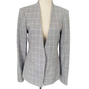 NWOT Tommy Hilfiger Womens Sz 2 Gray Plaid Blazer Lined Long Career Wear, f23